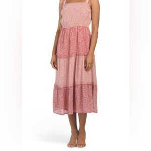 Tiered border  print maxi dress